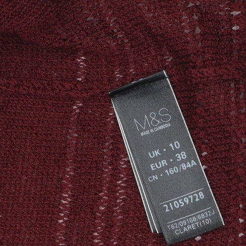 Marks and Spencer Women Claret Knit Open Cardigan Size 10
