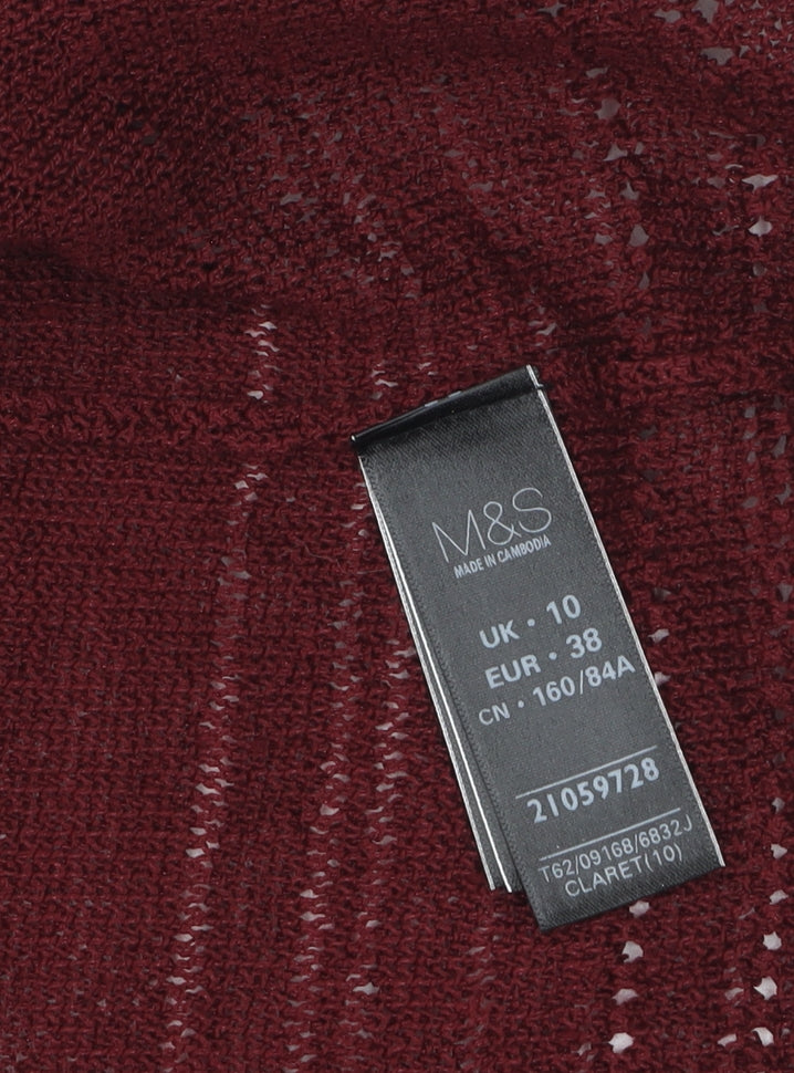 Marks and Spencer Women Claret Knit Open Cardigan Size 10