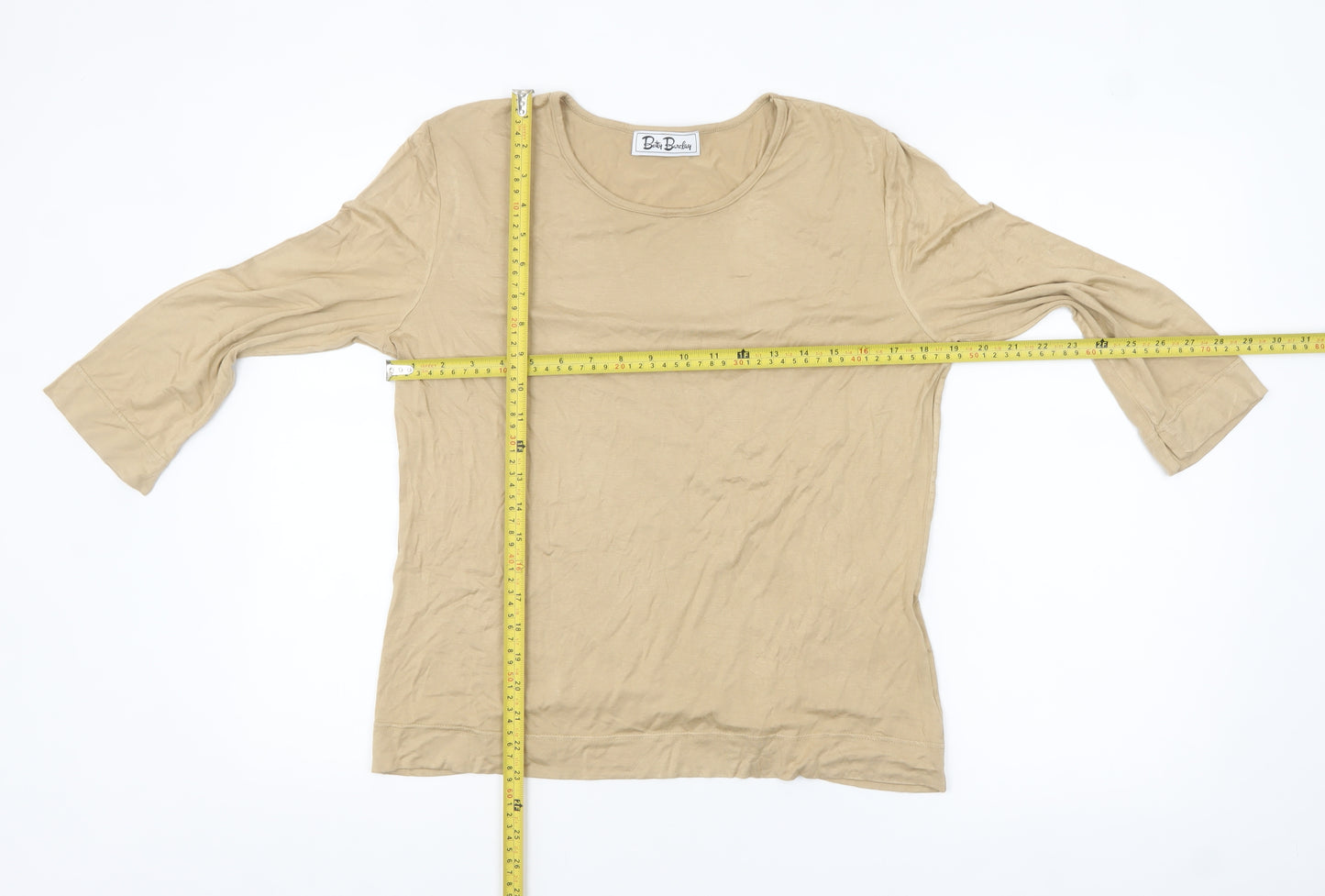 Betty Barclay Women's Beige 3/4 Sleeve Jersey Top Size 14