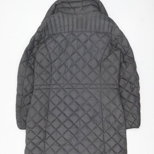 Michael Kors Womens Grey Long Quilted Down Puffer Coat Size M