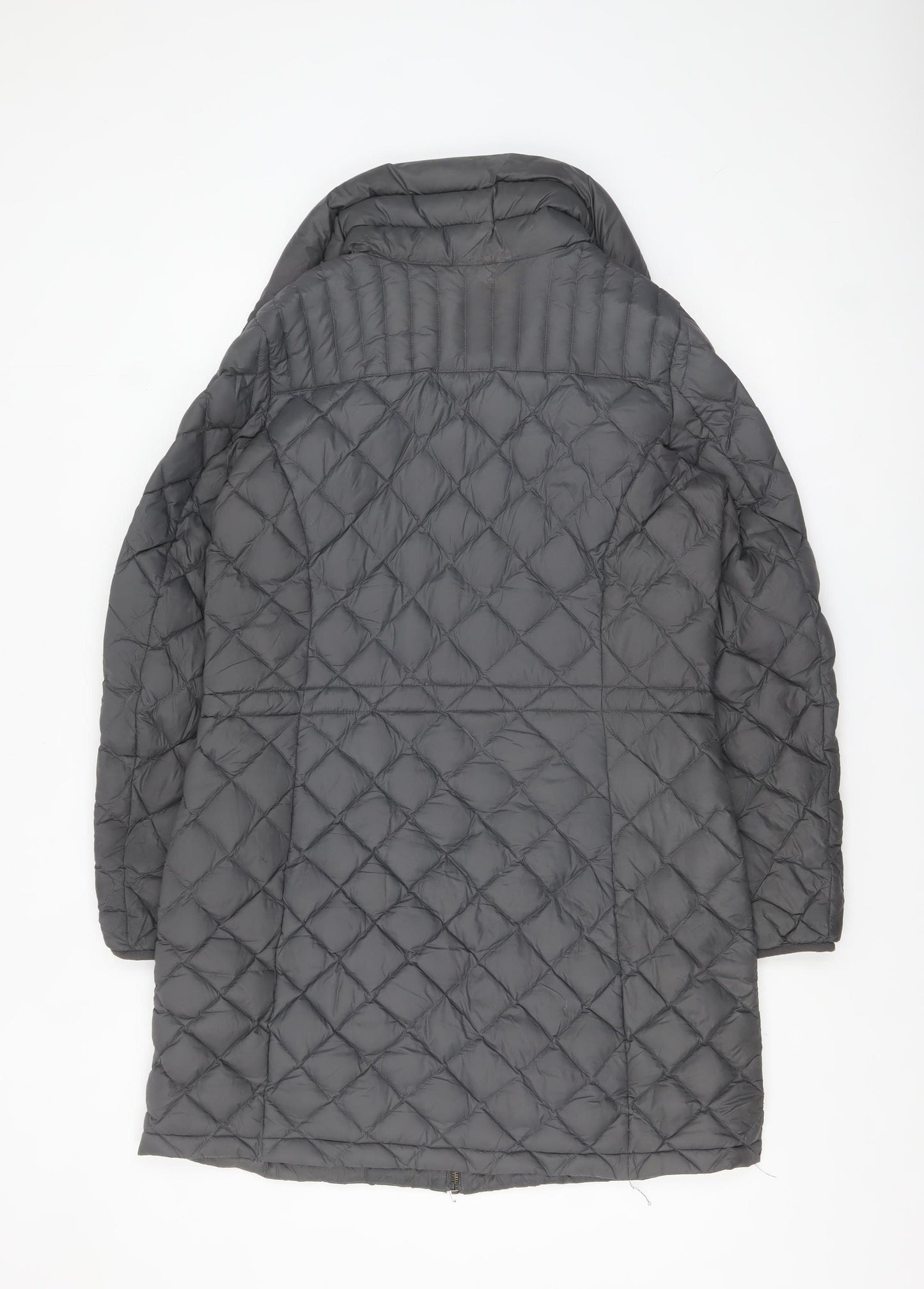 Michael Kors Womens Grey Long Quilted Down Puffer Coat Size M