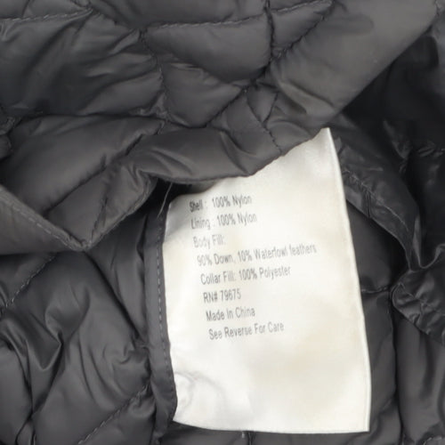 Michael Kors Womens Grey Long Quilted Down Puffer Coat Size M