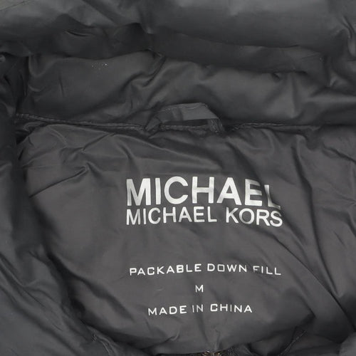 Michael Kors Womens Grey Long Quilted Down Puffer Coat Size M