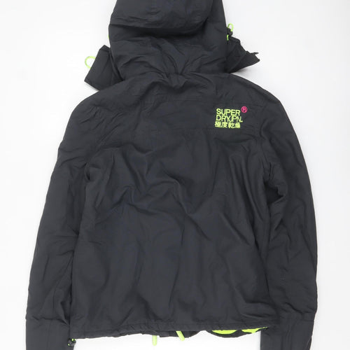 Superdry Women's Black L Windbreaker Jacket Hooded Waterproof