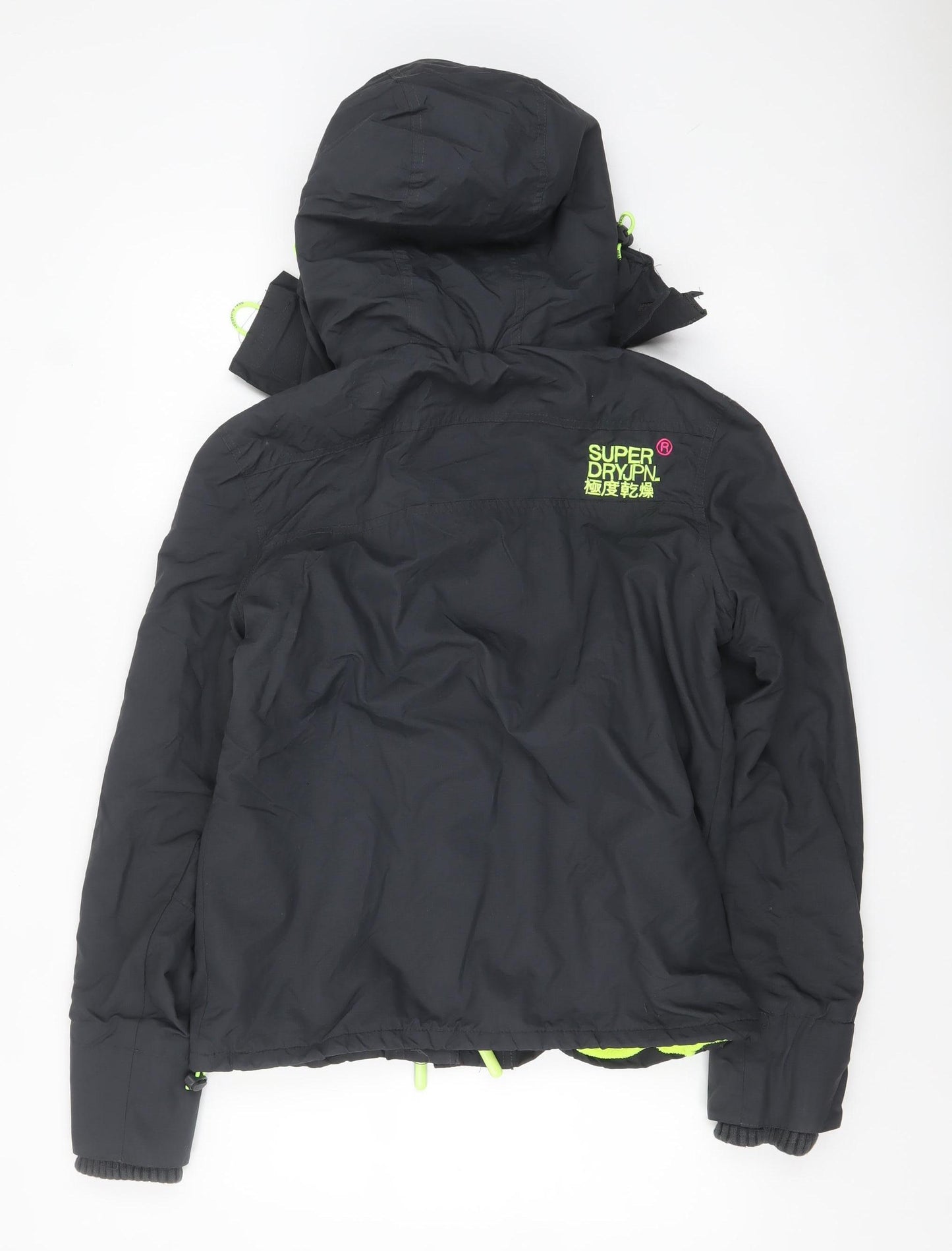 Superdry Women's Black L Windbreaker Jacket Hooded Waterproof