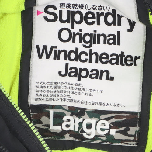 Superdry Women's Black L Windbreaker Jacket Hooded Waterproof