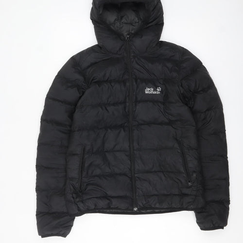 Jack Wolfskin Women Black Hooded Puffer Jacket Size 14