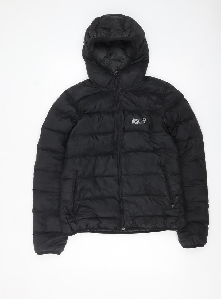 Jack Wolfskin Women Black Hooded Puffer Jacket Size 14