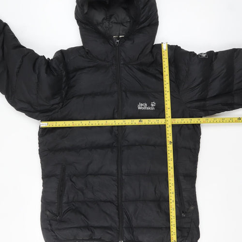 Jack Wolfskin Women Black Hooded Puffer Jacket Size 14