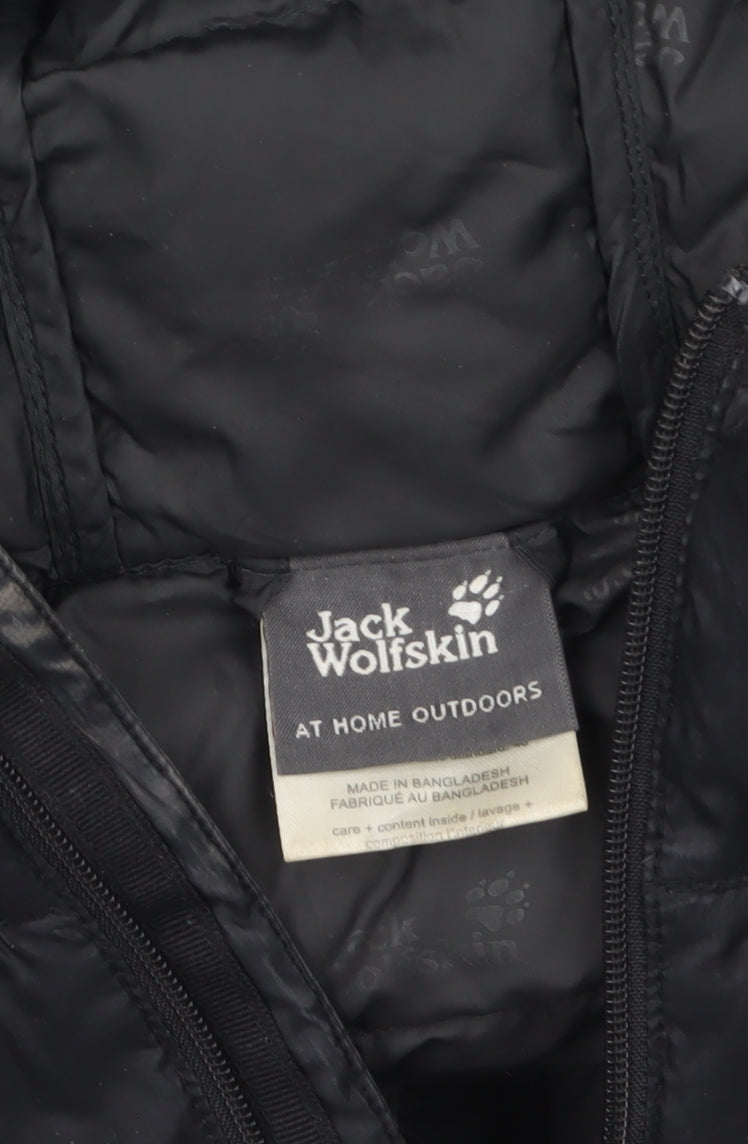 Jack Wolfskin Women Black Hooded Puffer Jacket Size 14