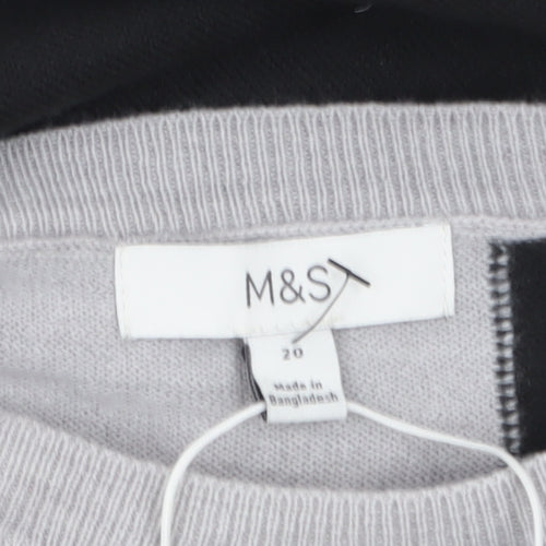 Marks and Spencer Women’s Black Grey Ivory Colour Block Acrylic Jumper Size 20