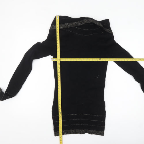 Kaisely Women's Black Off Shoulder Angora Wool Pullover Jumper M