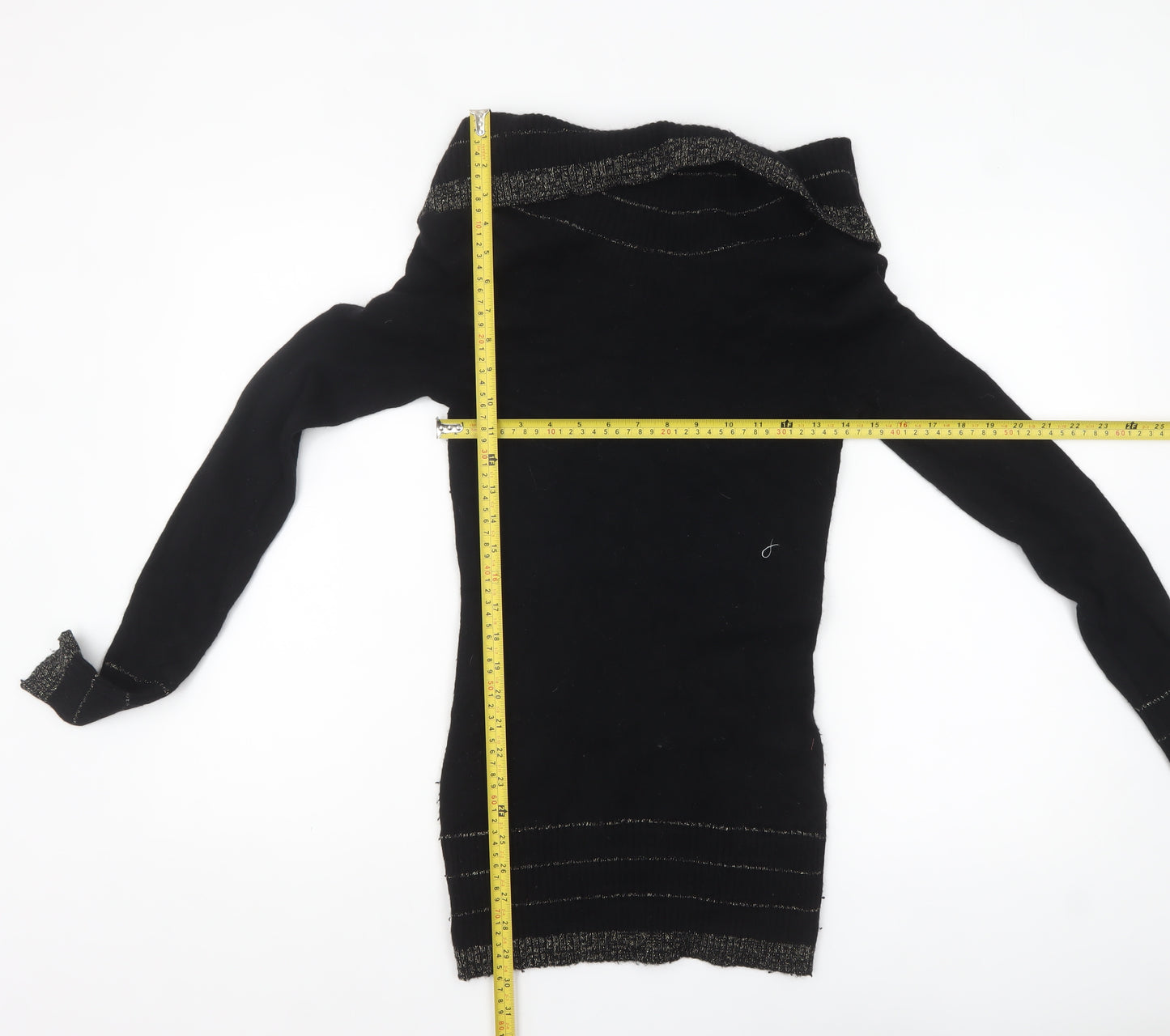 Kaisely Women's Black Off Shoulder Angora Wool Pullover Jumper M