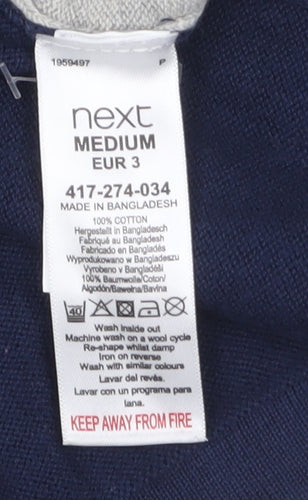 Next Men's Blue Grey Striped Collared Henley Jumper Medium