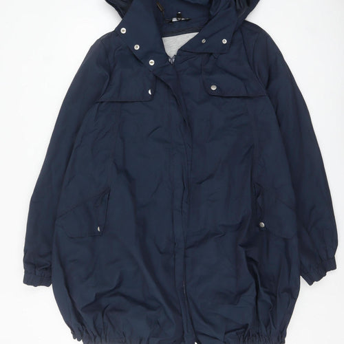 Marks and Spencer Women’s Navy Parka Jacket Size 10 Hooded Drawstring
