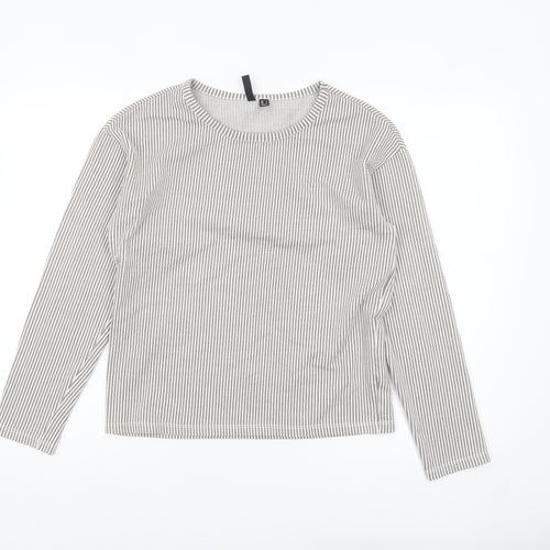 Pieces Women Grey Striped Long Sleeve Cotton Jersey Top Size S