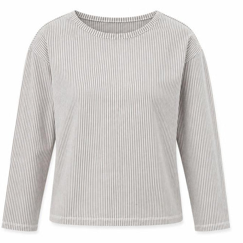 Pieces Women Grey Striped Long Sleeve Cotton Jersey Top Size S