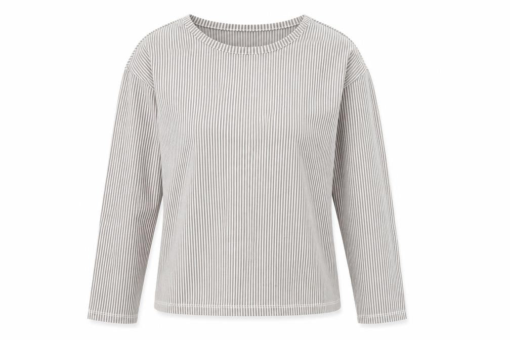 Pieces Women Grey Striped Long Sleeve Cotton Jersey Top Size S