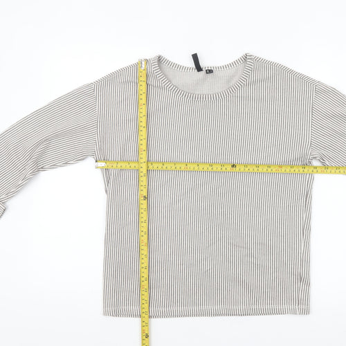 Pieces Women Grey Striped Long Sleeve Cotton Jersey Top Size S