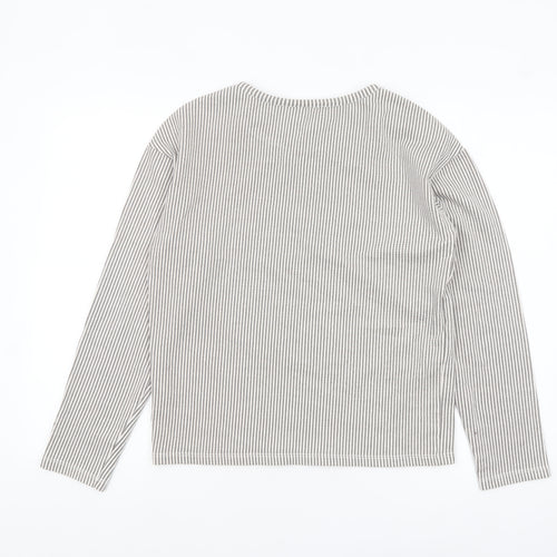 Pieces Women Grey Striped Long Sleeve Cotton Jersey Top Size S