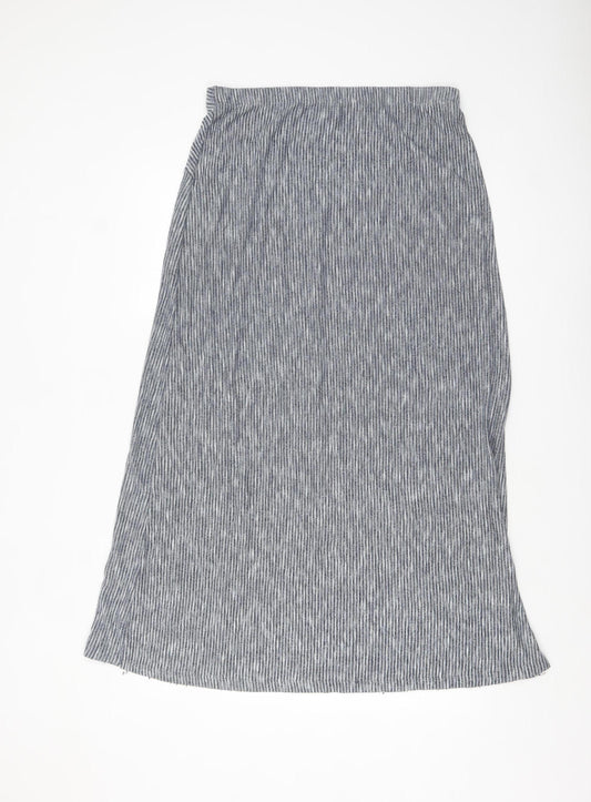 White Stuff Womens Grey Striped A-Line Jersey Midi Skirt Size 14