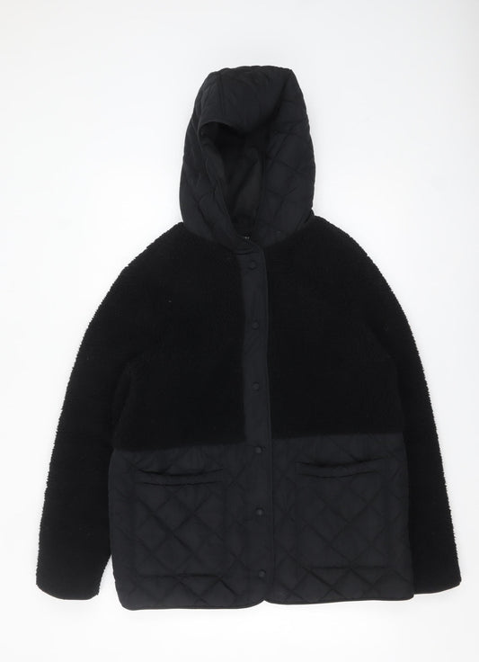 Marks and Spencer Womens Black Quilted Hooded Puffer Jacket Size 12