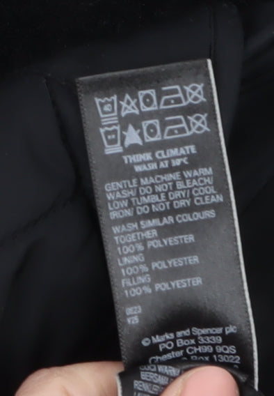 Marks and Spencer Womens Black Quilted Hooded Puffer Jacket Size 12