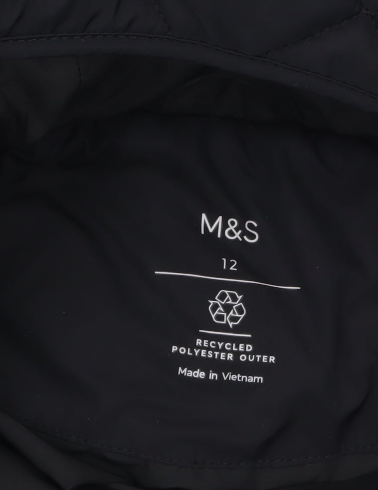 Marks and Spencer Womens Black Quilted Hooded Puffer Jacket Size 12