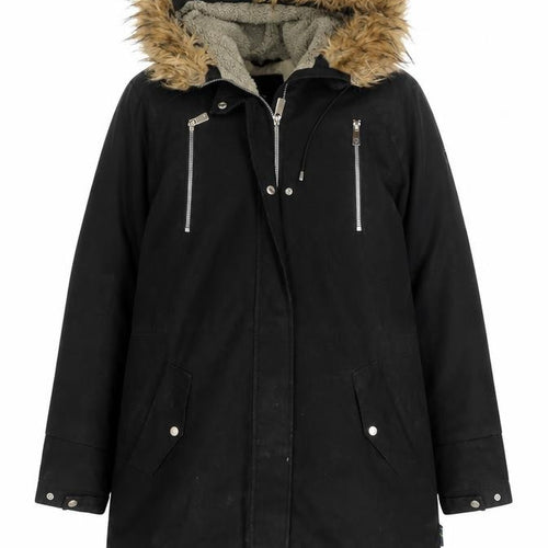 Cobalt of Sweden Women’s Black Fur Trim Hooded Parka Coat Size 16