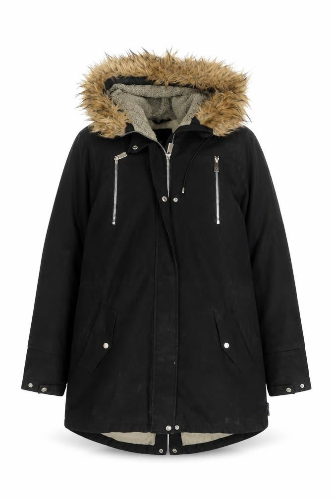 Cobalt of Sweden Women’s Black Fur Trim Hooded Parka Coat Size 16