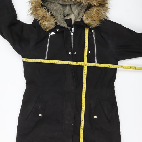 Cobalt of Sweden Women’s Black Fur Trim Hooded Parka Coat Size 16