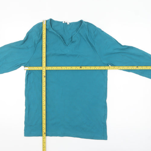 Cotton Traders Women's Blue 3/4 Sleeve Cotton V-Neck Top Size 18