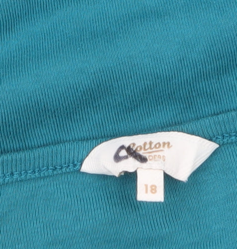 Cotton Traders Women's Blue 3/4 Sleeve Cotton V-Neck Top Size 18