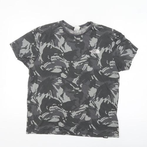 The North Face Men's Grey Camouflage Crew Neck Cotton T-Shirt M