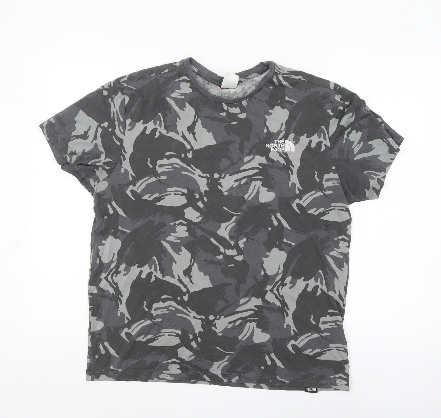 The North Face Men's Grey Camouflage Crew Neck Cotton T-Shirt M