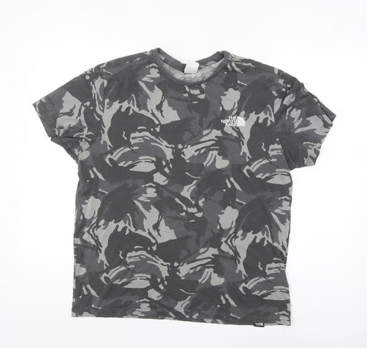 The North Face Men's Grey Camouflage Crew Neck Cotton T-Shirt M