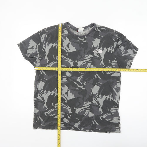 The North Face Men's Grey Camouflage Crew Neck Cotton T-Shirt M