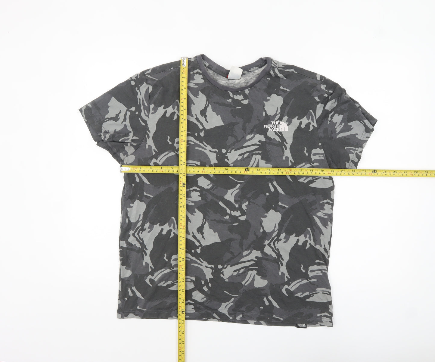 The North Face Men's Grey Camouflage Crew Neck Cotton T-Shirt M