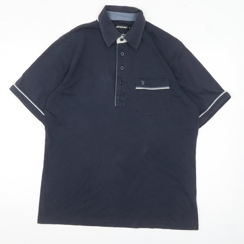 Farah Men's Blue Regular Fit Cotton Polo Shirt Size M