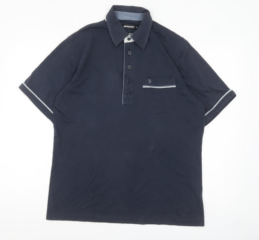 Farah Men's Blue Regular Fit Cotton Polo Shirt Size M