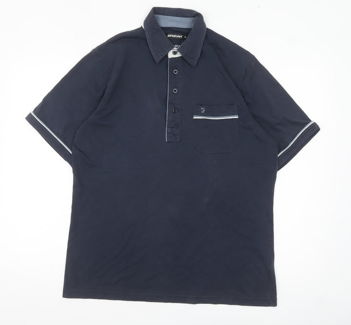 Farah Men's Blue Regular Fit Cotton Polo Shirt Size M