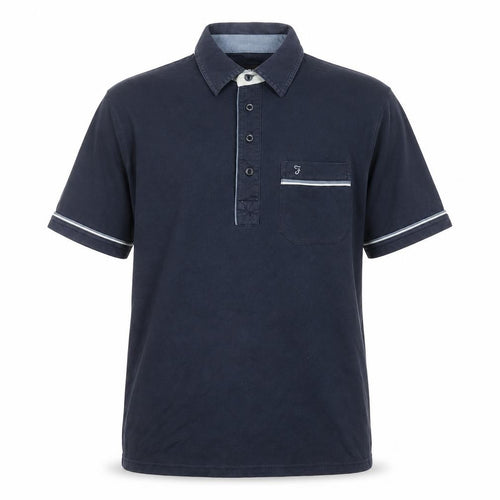 Farah Men's Blue Regular Fit Cotton Polo Shirt Size M
