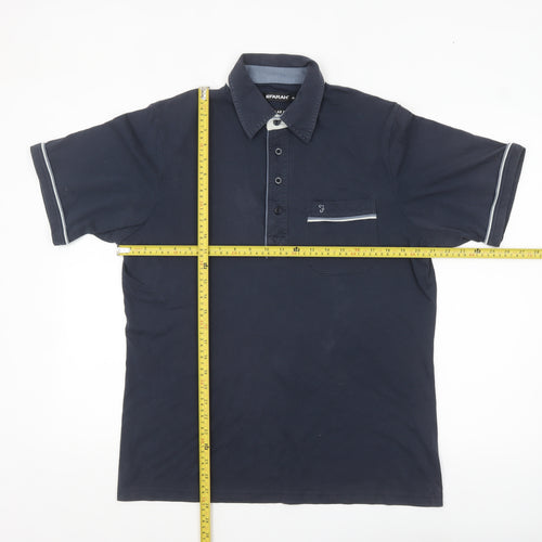 Farah Men's Blue Regular Fit Cotton Polo Shirt Size M