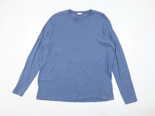 Cotton Traders Men's 4XL Washed Blue Long Sleeve Cotton T-Shirt