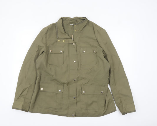 Marks and Spencer Womens Khaki Military Jacket UK 16 Cotton Blend