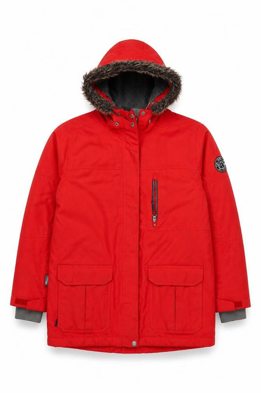 TOG24 Boys Red Hooded Parka Coat Jacket 11-12 Years Waterproof Winter Warm
