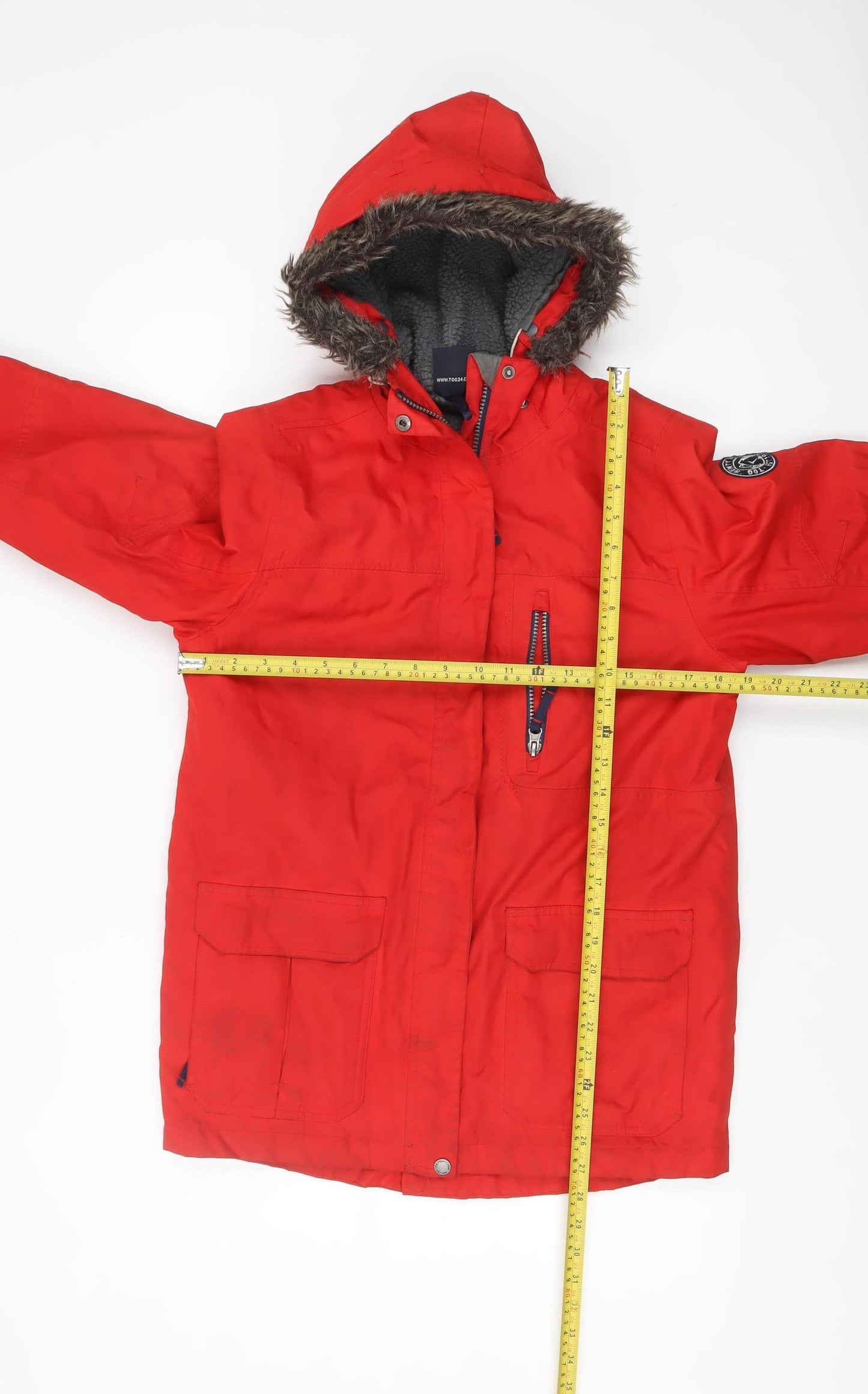 TOG24 Boys Red Hooded Parka Coat Jacket 11-12 Years Waterproof Winter Warm