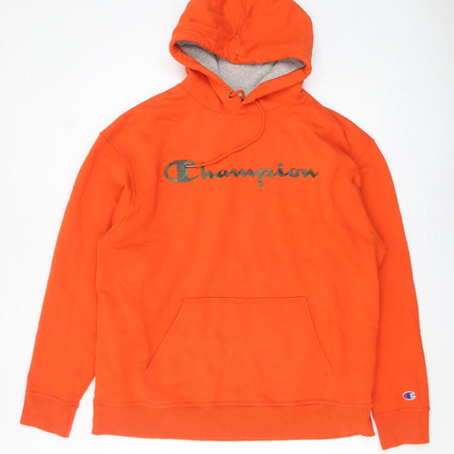 Champion Men's Orange XL Pullover Hoodie with Logo Graphic