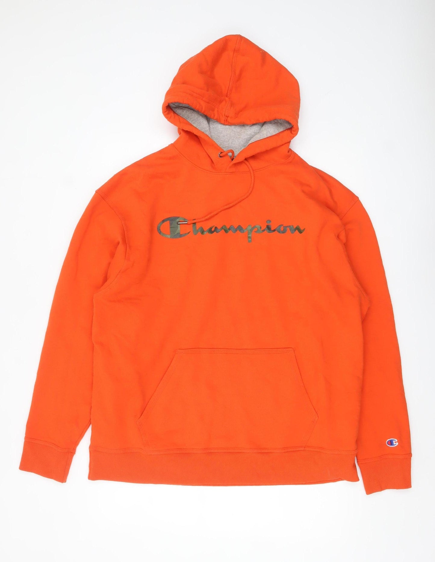 Champion Men's Orange XL Pullover Hoodie with Logo Graphic