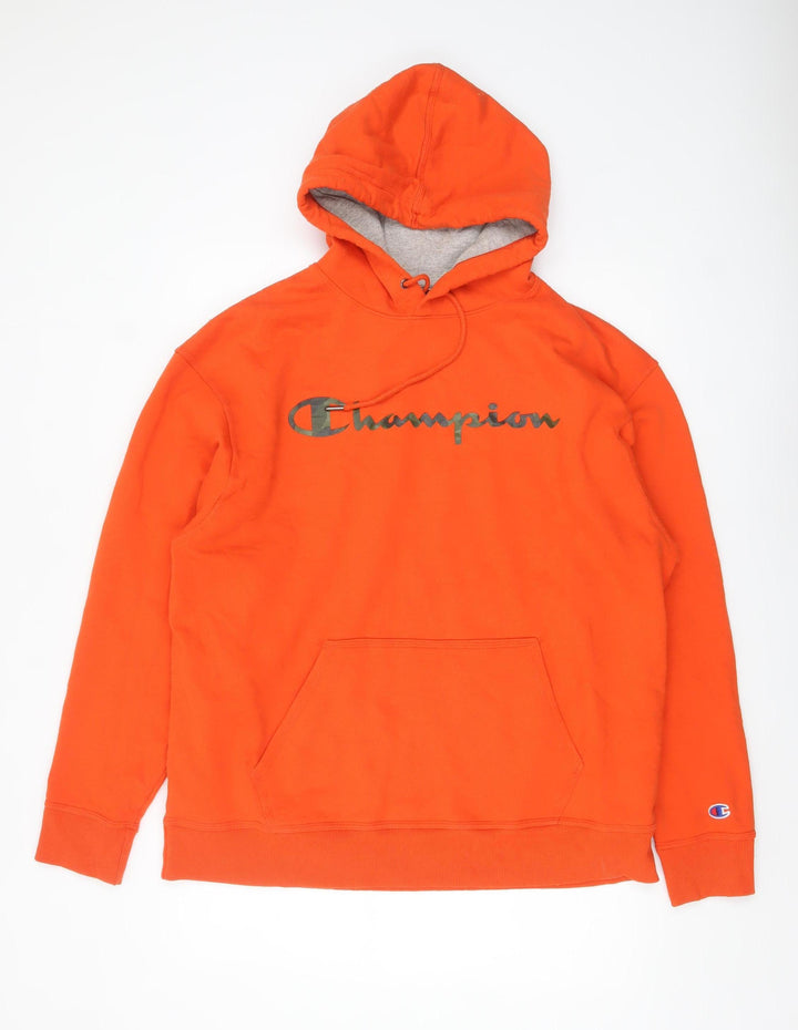 Champion Men's Orange XL Pullover Hoodie with Logo Graphic